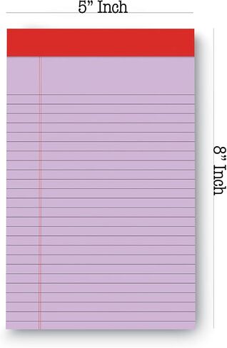 Manaloom Jr. Legal Pad Writing Pads, Narrow Ruled Writing Note Pads - Colored Notepads 5 x 8 Inch Lined Notebooks, Perforated Notebook - 50 Sheet Pads - 6 Pack (Blue) in Saudi Arabia