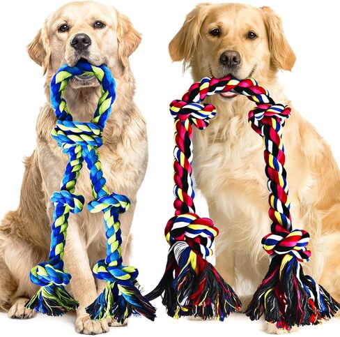 Stride Dog Rope Toys, Set of 13 Interactive Dog Toys, Durable Cotton & Rubbber Dog Chew Toys for Aggressive Chewers, Long-Lasting Dog Toys to Keep Them Busy, Ideal Dog Toys for Medium & Large Breeds in Saudi Arabia