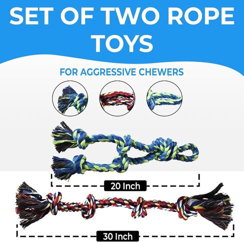 Stride Dog Rope Toys, Set of 13 Interactive Dog Toys, Durable Cotton & Rubbber Dog Chew Toys for Aggressive Chewers, Long-Lasting Dog Toys to Keep Them Busy, Ideal Dog Toys for Medium & Large Breeds in Saudi Arabia