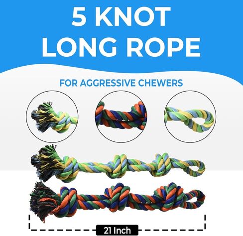 Stride Dog Rope Toys, Set of 13 Interactive Dog Toys, Durable Cotton & Rubbber Dog Chew Toys for Aggressive Chewers, Long-Lasting Dog Toys to Keep Them Busy, Ideal Dog Toys for Medium & Large Breeds in Saudi Arabia