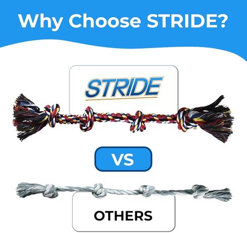 Stride Dog Rope Toys, Set of 13 Interactive Dog Toys, Durable Cotton & Rubbber Dog Chew Toys for Aggressive Chewers, Long-Lasting Dog Toys to Keep Them Busy, Ideal Dog Toys for Medium & Large Breeds in Saudi Arabia