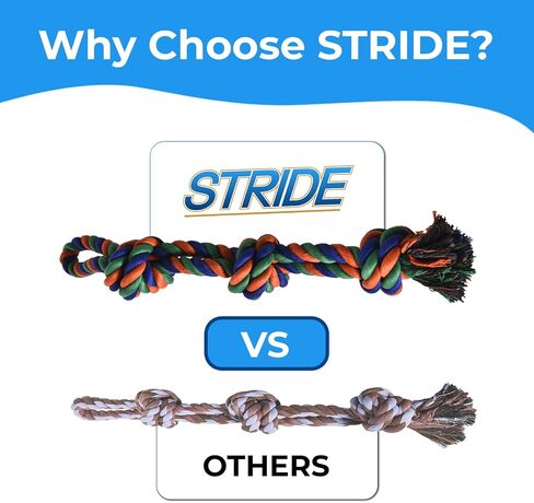 Stride Dog Rope Toys, Set of 13 Interactive Dog Toys, Durable Cotton & Rubbber Dog Chew Toys for Aggressive Chewers, Long-Lasting Dog Toys to Keep Them Busy, Ideal Dog Toys for Medium & Large Breeds in Saudi Arabia