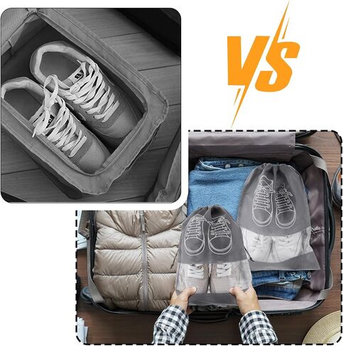 Thinp 6 Pcs Shoe Bags for Travel,Shoe Bag Non-Woven Drawstring Travel Shoe Bag with Transparent Slot Portable Shoe Storage Bags Dust-proof Drawstring Shoe Bags for Daily and Travel Use(Grey) in Saudi Arabia