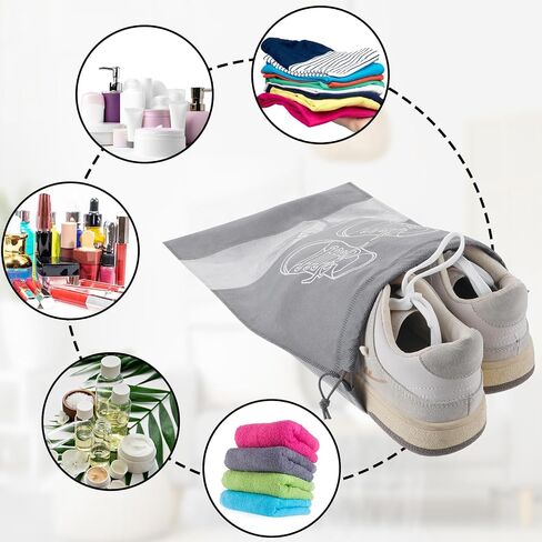 Thinp 6 Pcs Shoe Bags for Travel,Shoe Bag Non-Woven Drawstring Travel Shoe Bag with Transparent Slot Portable Shoe Storage Bags Dust-proof Drawstring Shoe Bags for Daily and Travel Use(Grey) in Saudi Arabia