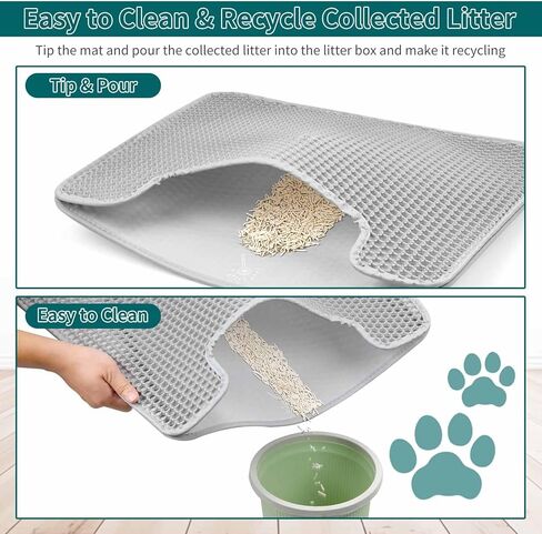 بساط فضلات القطط من Meowgic Paws، بساط مصيدة لصندوق فضلات القطط على شكل قرص العسل بطبقة مزدوجة مضادة للماء ومقاومة للبول، عبوة واحدة، ناعمة على الكفوف، نفايات أقل، رمادي، 21.7 × 16.9 بوصة... in Kuwait