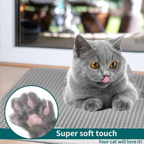 بساط فضلات القطط من Meowgic Paws، بساط مصيدة لصندوق فضلات القطط على شكل قرص العسل بطبقة مزدوجة مضادة للماء ومقاومة للبول، عبوة واحدة، ناعمة على الكفوف، نفايات أقل، رمادي، 21.7 × 16.9 بوصة... in Kuwait