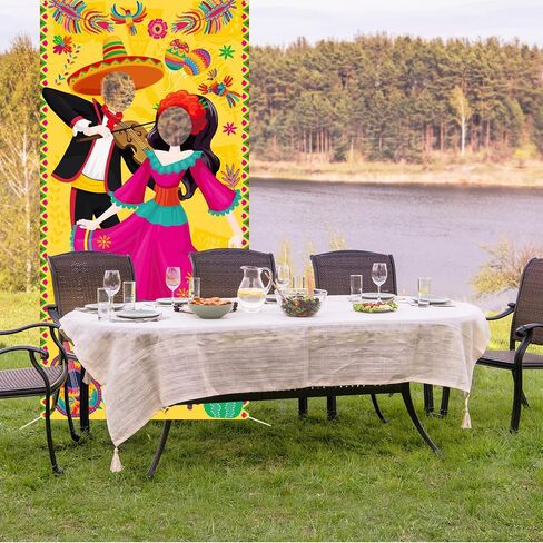 Fiesta Couple Photo Banner Cinco De Mayo Photo Booth Backdrop for Mexican Party Festival Decoration Supplies 36 x 72 Inches in Saudi Arabia