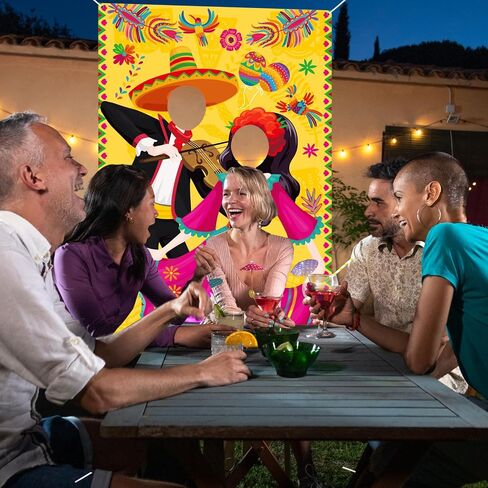 Fiesta Couple Photo Banner Cinco De Mayo Photo Booth Backdrop for Mexican Party Festival Decoration Supplies 36 x 72 Inches in Saudi Arabia