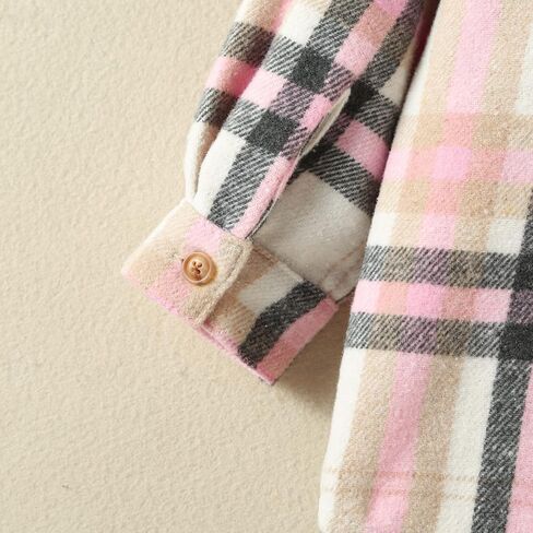 Canis Kids Baby Boys Girls Plaid Flannel Jacket Long Sleeve Button Down Shacket Coat Outwear with Pocket in Saudi Arabia