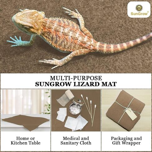 SunGrow, Reptile Mat, Terrarium Floor Liner, 30BR/40BR/50/65 Gallon, Substrate Carpet, Soft Bedding for Reptiles - Gecko, Lizard, Snake, Tortoise, Reptile Cage Tank Supplies & Accessories, Brown, 1Pc in Kuwait