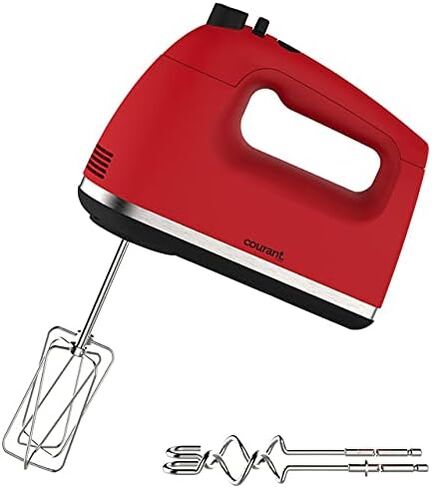 خلاط يدوي كورانت 5 سرعات، وظيفة تربو، مع مجموعة من المضارب وخطافات العجين، مثالي للخبز والطبخ، بني in Kuwait