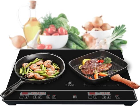 ZJEQB 2 burner electric cooktop,Portable Dual Induction Cooker Cooktop with Small induction stove,Easy to clean durable panels,Induction Stove for Fast Cookingoven,Estufas eléctricas de cocina in Saudi Arabia