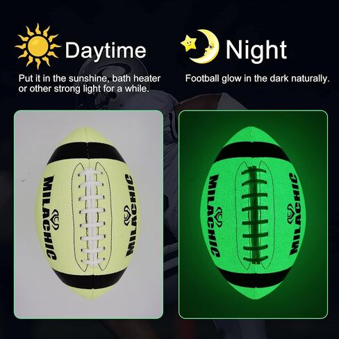 MILACHIC Football Glow in The Dark Football Size 9 & Youth Size 6, Luminous Glowing Football Super Grip Composite Leather Football Balls with Pump and Ball Carry Bag in Kuwait