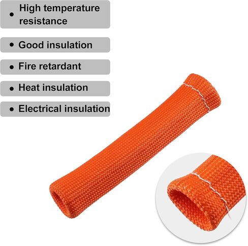 X AUTOHAUX 8 Pcs High Heat Shield Engine Spark Plug Wire Boots Protector Sleeve Cover with 16 Pcs Stainless Steel Wire Cable Ties Set for Car Orange in Saudi Arabia