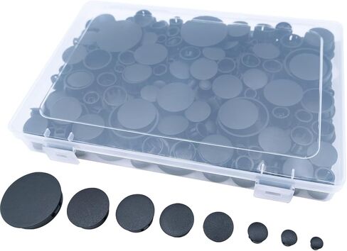 180PCS 8 Sizes Black Plastic Hole Plugs, Plastic Plugs for Round Holes, Flush Type Panel Knockout Locking Plugs, Used for Reserved Holes in Furniture Cabinet, 1/4" 5/16" 3/8" 1/2" 5/8" 3/4" 7/8" 1" in Saudi Arabia