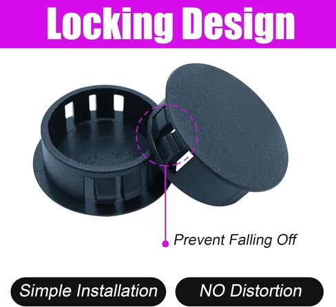 180PCS 8 Sizes Black Plastic Hole Plugs, Plastic Plugs for Round Holes, Flush Type Panel Knockout Locking Plugs, Used for Reserved Holes in Furniture Cabinet, 1/4" 5/16" 3/8" 1/2" 5/8" 3/4" 7/8" 1" in Saudi Arabia