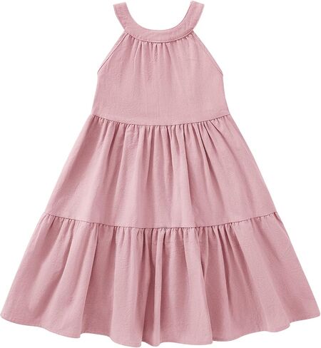 SYNPOS Toddler Baby Girls Dress Summer Clothes Cotton Linen Sleeveless Little Girl Casual Twirl Dresses 12M 2T 3T 4T 5T in Saudi Arabia