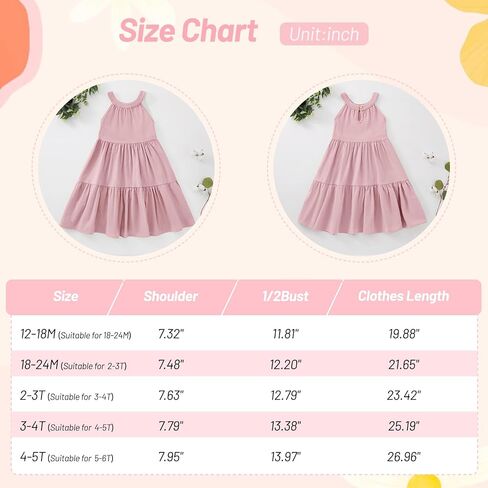 SYNPOS Toddler Baby Girls Dress Summer Clothes Cotton Linen Sleeveless Little Girl Casual Twirl Dresses 12M 2T 3T 4T 5T in Saudi Arabia