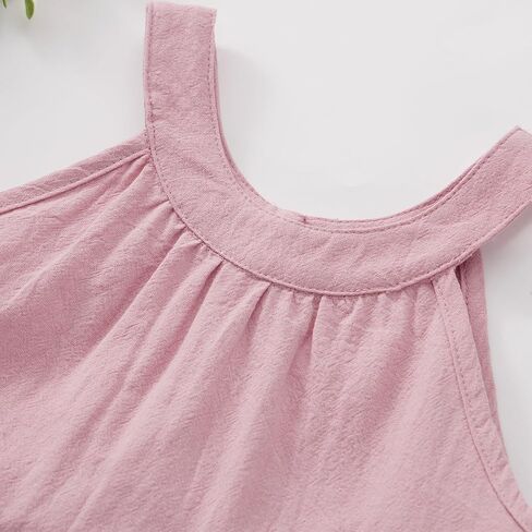 SYNPOS Toddler Baby Girls Dress Summer Clothes Cotton Linen Sleeveless Little Girl Casual Twirl Dresses 12M 2T 3T 4T 5T in Saudi Arabia