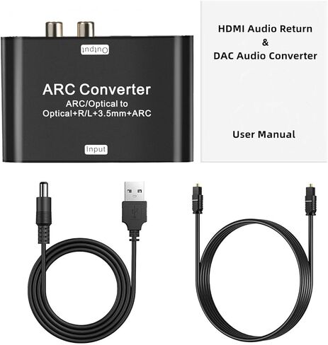 محول صوت DAC 192 كيلو هرتز، محول HDMI ARC، مستخرج صوت HDMI ARC مع صوت ستيريو رقمي بصري RCA L/R محوري SPDIF ومحول صوت جاك ARC 3.5 مم للتلفزيون in Kuwait