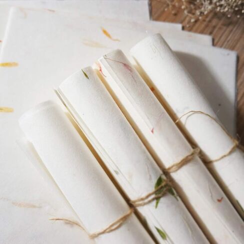STOBOK 40pcs Chinese Calligraphy Paper Natural Plant Flower Brush Rice Paper Craft Hand Made Art Tissue Xuan Paper Letter Writing Paper |28x17x0.01cm in Saudi Arabia