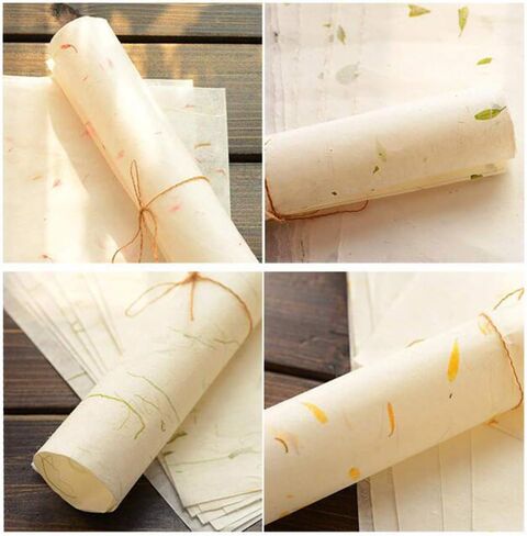 STOBOK 40pcs Chinese Calligraphy Paper Natural Plant Flower Brush Rice Paper Craft Hand Made Art Tissue Xuan Paper Letter Writing Paper |28x17x0.01cm in Saudi Arabia