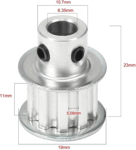 uxcell Aluminum 10 Teeth 5mm Bore 5.08mm Pitch Timing Belt Pulley for 10mm Belt in Saudi Arabia