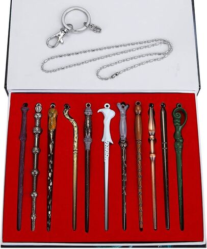 SpyShop Mini Magice Keychian Wands Set -11PCS /Set Creative Cosplay Magic Wands Stick with Metal Core Magical Wands with Keychain Necklace Collection Set in Kuwait