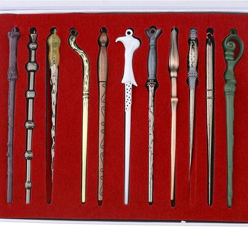 SpyShop Mini Magice Keychian Wands Set -11PCS /Set Creative Cosplay Magic Wands Stick with Metal Core Magical Wands with Keychain Necklace Collection Set in Kuwait
