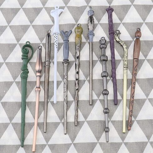 SpyShop Mini Magice Keychian Wands Set -11PCS /Set Creative Cosplay Magic Wands Stick with Metal Core Magical Wands with Keychain Necklace Collection Set in Kuwait