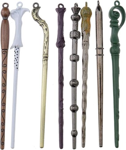 SpyShop Mini Magice Keychian Wands Set -11PCS /Set Creative Cosplay Magic Wands Stick with Metal Core Magical Wands with Keychain Necklace Collection Set in Kuwait