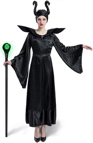 طاقم كافيه مالفيسنت مع الضوء الأخضر، طاقم معالج الجرم السماوي، عصا الملكة الشريرة، لون سحري مضيء لزي الهالوين in Kuwait