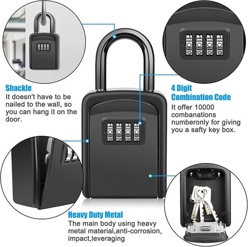 Diyife Key Lock Box Wall Mounted, [5 Keys Capacity] Portable Lock Box for House Key, Resettable Outdoor Lock Box,Waterproof Key Safe Storage Lock Box,Key Hiders for Home Garage Office,Indoor,Outdoor in Saudi Arabia
