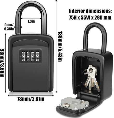 Diyife Key Lock Box Wall Mounted, [5 Keys Capacity] Portable Lock Box for House Key, Resettable Outdoor Lock Box,Waterproof Key Safe Storage Lock Box,Key Hiders for Home Garage Office,Indoor,Outdoor in Saudi Arabia