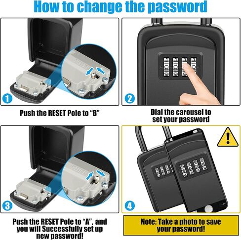 Diyife Key Lock Box Wall Mounted, [5 Keys Capacity] Portable Lock Box for House Key, Resettable Outdoor Lock Box,Waterproof Key Safe Storage Lock Box,Key Hiders for Home Garage Office,Indoor,Outdoor in Saudi Arabia