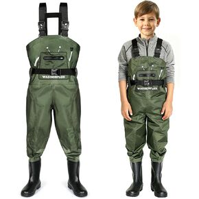 Kids Chest Waders with Boots, Waterproof PVC Youth Fishing Waders with Reinforced Knees & Reflective Strips in Saudi Arabia