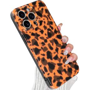 حافظة لهاتف iPhone 17 Pro Max (6.9 بوصة)، تصميم كهرماني أنيق بتصميم سلحفاة الفهد وغطاء بني شفاف مقاوم للصدمات مع طباعة سلحفاة عميقة in Saudi Arabia