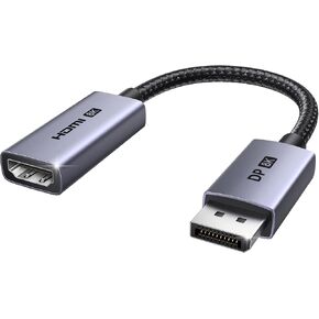 UGREEN 8K@60Hz Display Port to HDMI Adapter, Unidirectional DP 1.4 PC to HDMI 2.1 Screen Male to Female Cable, 4K@240Hz/2K@240Hz with VRR for Desktop, Projector Compatible with AMD, NVIDIA, 0.66FT in Saudi Arabia