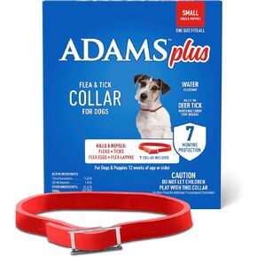 Adams Plus Flea & Tick Collar for Dogs, 7-Month Protection, Adjustable Collar Fits Small Dogs & Puppies, Kills & Repels Fleas, Flea Eggs, Flea Larvae, and Ticks, Kills Tick Larvae and Tick Nymphs in Kuwait