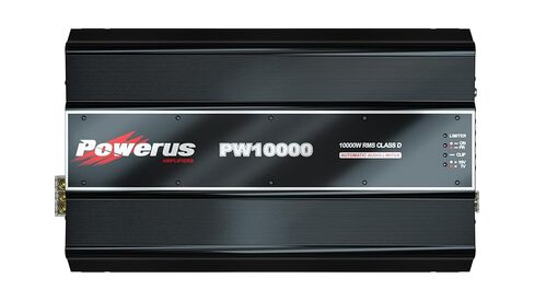 PW10000 0.5 أوم مضخم سيارة كامل المدى 1 قناة فئة D، 10800 واط RMS @12.6V / 11900W @14.4V، قطعة واحدة، تعزيز الجهير، HPF/LPF Crossover، محدد الصوت التلقائي in Kuwait