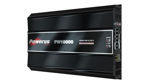 PW10000 0.5 أوم مضخم سيارة كامل المدى 1 قناة فئة D، 10800 واط RMS @12.6V / 11900W @14.4V، قطعة واحدة، تعزيز الجهير، HPF/LPF Crossover، محدد الصوت التلقائي in Kuwait
