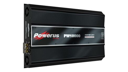 PW10000 0.5 أوم مضخم سيارة كامل المدى 1 قناة فئة D، 10800 واط RMS @12.6V / 11900W @14.4V، قطعة واحدة، تعزيز الجهير، HPF/LPF Crossover، محدد الصوت التلقائي in Kuwait