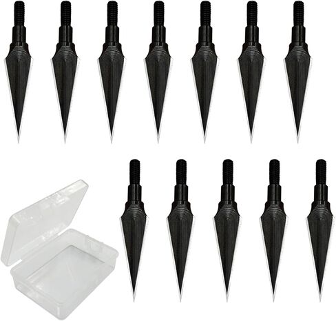 Traditional Archery Broadheads 100/125 Grain - Heat-Treated Arrow Tips for Compound, Recurve Bow & Crossbow, 12 PK for Hunting & Target Practice with 1 PK Broadhead Storage Case in Saudi Arabia