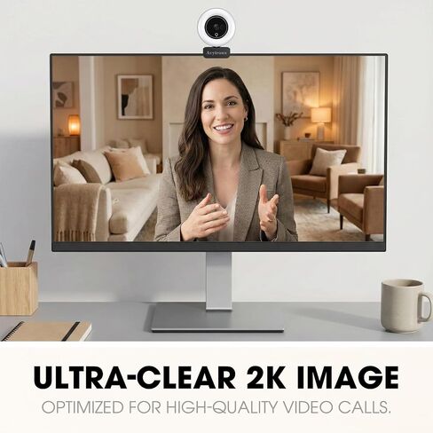 2K Webcam for PC with Microphone & Built-in Light, USB Computer Camera for PC/Laptop/Mac/Monitor, Streaming Webcam with Privacy Cover for Zoom/Skype/Teams/Video Calling/Conference/Online Classes in Saudi Arabia