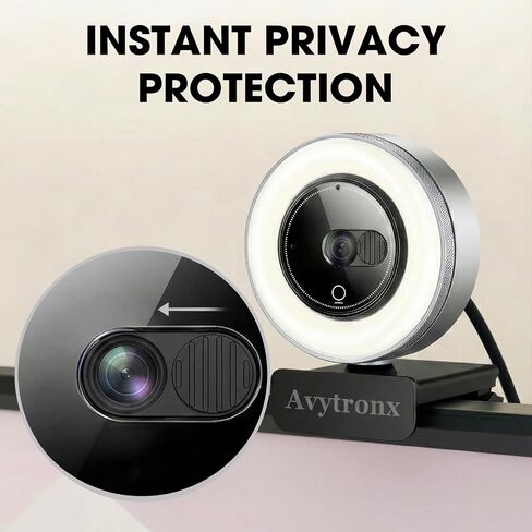 2K Webcam for PC with Microphone & Built-in Light, USB Computer Camera for PC/Laptop/Mac/Monitor, Streaming Webcam with Privacy Cover for Zoom/Skype/Teams/Video Calling/Conference/Online Classes in Saudi Arabia