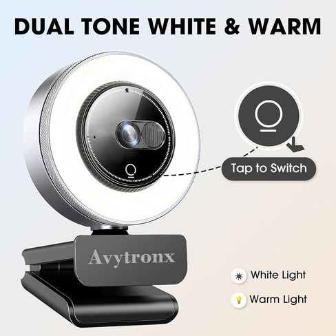 2K Webcam for PC with Microphone & Built-in Light, USB Computer Camera for PC/Laptop/Mac/Monitor, Streaming Webcam with Privacy Cover for Zoom/Skype/Teams/Video Calling/Conference/Online Classes in Saudi Arabia
