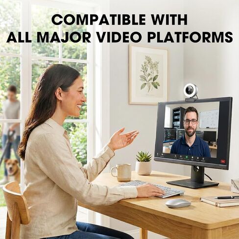 2K Webcam for PC with Microphone & Built-in Light, USB Computer Camera for PC/Laptop/Mac/Monitor, Streaming Webcam with Privacy Cover for Zoom/Skype/Teams/Video Calling/Conference/Online Classes in Saudi Arabia