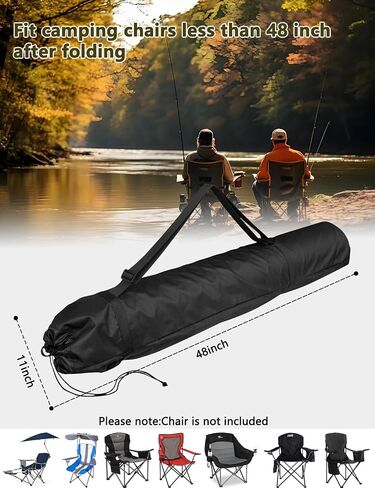 Heavy Duty 600D Oxford Folding Chair Replacement Bag fits GCI,Coleman for Camp Chairs - Large Foldable Mouth Camp Chair Storage Bag with Adjustable Shoulder Strap for Outdoor Travel Camping in Saudi Arabia