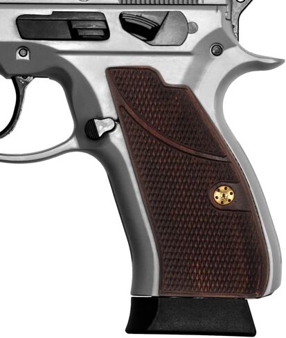 Cool Hand Wood Grips for CZ 75/85 Compact, CZ P-01, P100, C100, Tristar T100, CZ PCR, CZ 75 D, Gold Screws Included, Checker Diamond Cut in Saudi Arabia