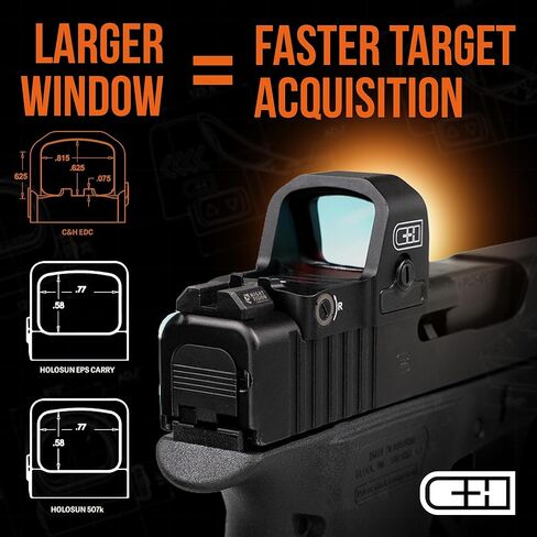C+H EDC Micro Red Dot Sight لـ Glock 43X Red Dot Sights | 3 MOA مسدس تثبيت مباشر بصريات النقطة الحمراء لـ Glock 43X/48 MOS | ريد دوت اهتز مستيقظا مسدس البصرية in Kuwait